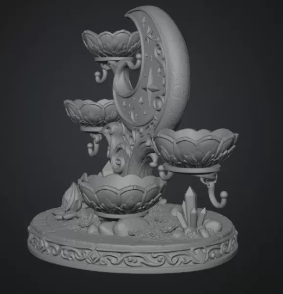 Celestial Moon Jewelry & Key Organizer STL File for 3D Print - Model preview 12