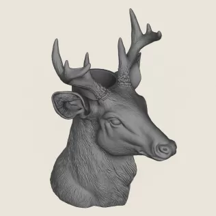 Deer Head Vase Print Ready 3D Model - Model thumbnail 5