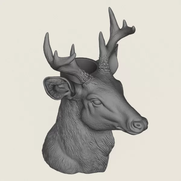 Deer Head Vase Print Ready 3D Model - Model preview 5