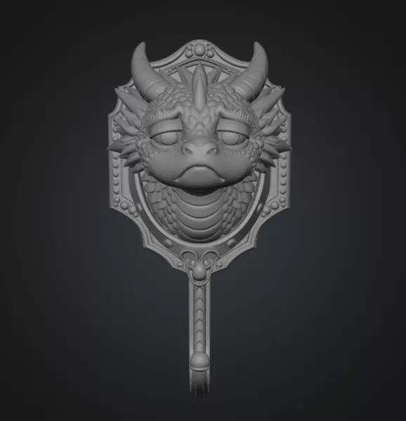 Grumpy Dragon Wall Hook STL File for 3D Print - Model preview 12