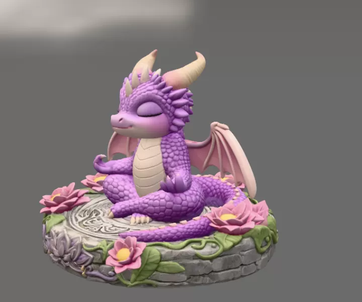 Meditating Baby Dragon STL File for 3D Print - Model preview 4