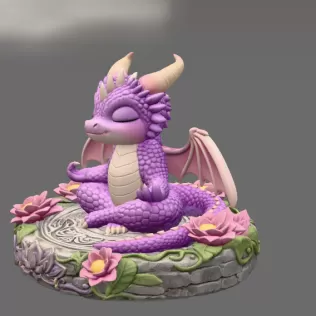 Meditating Baby Dragon STL File for 3D Print - Model thumbnail 4