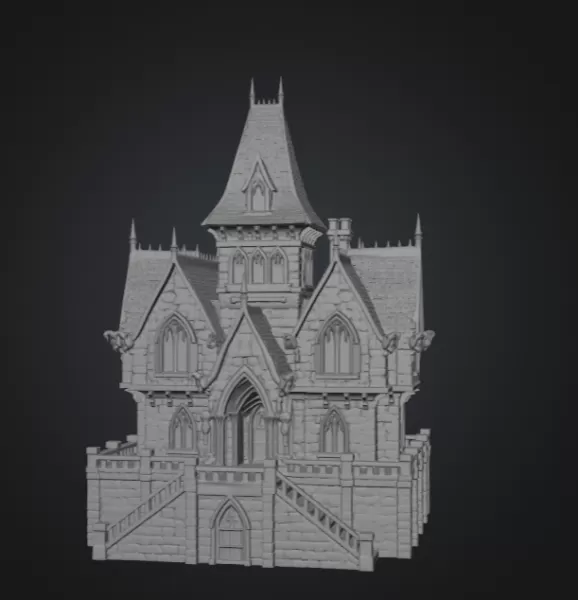 Dark Fantasy Mansion STL File for 3D Printing - Model preview 7