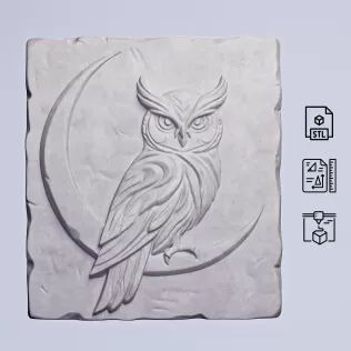 Owl Stone Relief #RoZ - Model thumbnail 3