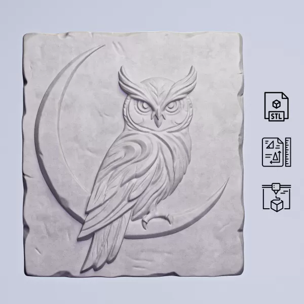 Owl Stone Relief #RoZ - Model preview 3