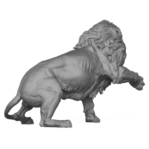 3D Printable Lion Attack Pose Statue - Model preview 7