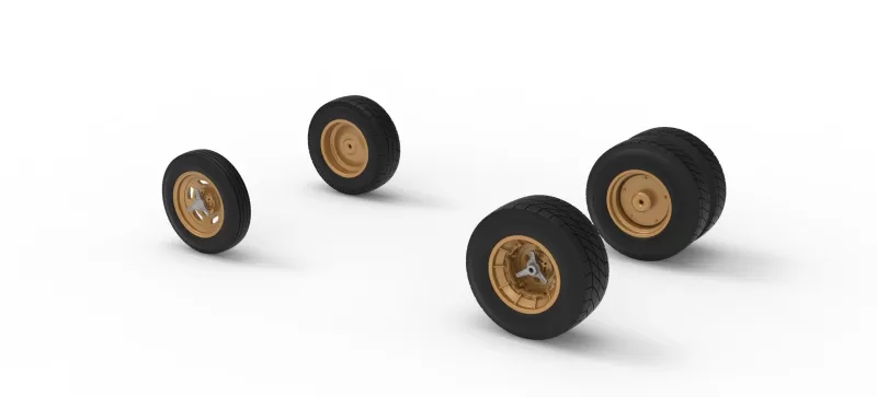 Wheel Set of Vintage Dirt Supermodified stock car V2 Scale 1:25 - Model preview 7