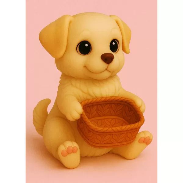 Cute Dog Holding a Gift Basket - Model preview 1