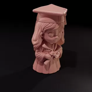 Cute Girl Graduate Chibi Figurine for 3D Printing - Model thumbnail 2