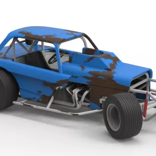 Vintage Dirt Modified stock car V10 while turning Scale 1:25 - Model thumbnail 23