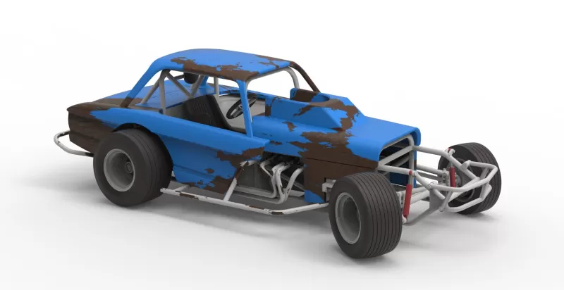 Vintage Dirt Modified stock car V10 while turning Scale 1:25 - Model preview 23