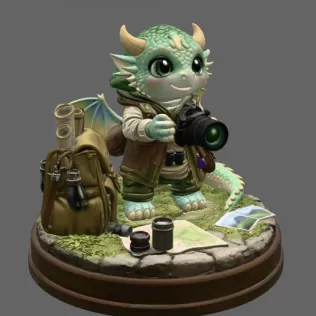 Cute Camera Baby Dragon STL File for 3D Print - Model thumbnail 7