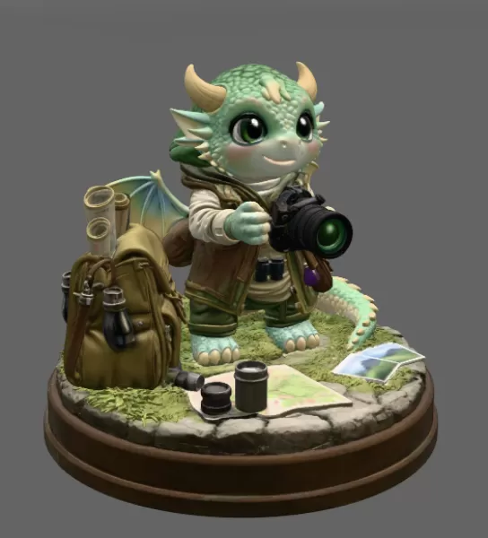 Cute Camera Baby Dragon STL File for 3D Print - Model preview 7