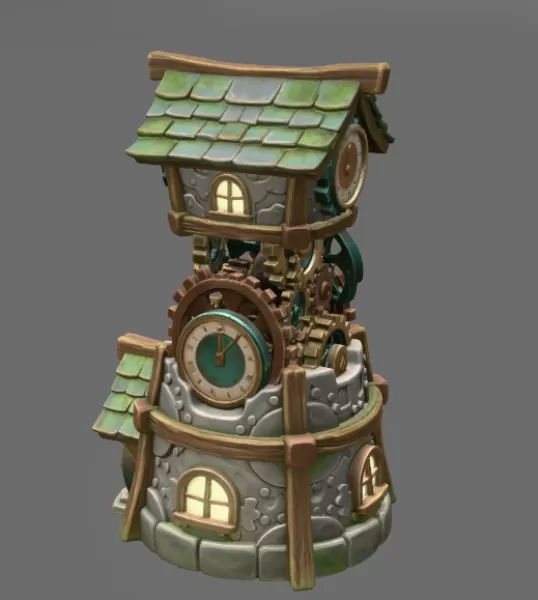 Fantasy Clock Tower STL File for 3D Printing - Model preview 5