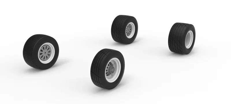 Wheel Set of Vintage Dirt Modified stock car Scale 1:25 - Model preview 2