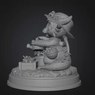 Cute Farmer Dragon Figurine STL File for 3D Printing - Model thumbnail 9