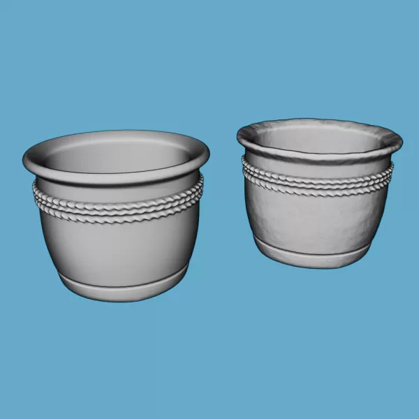 Clay pot with rope design - Model preview 1