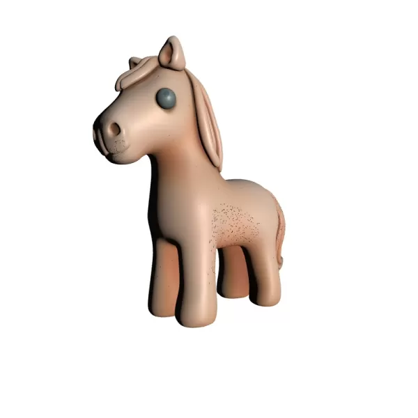 Cute Cartoon Horse Toy for Kids Decorative 3D Model - Model preview 2