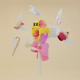 butterfly net with Donut design Candy Catcher with Wings - Model thumbnail 5