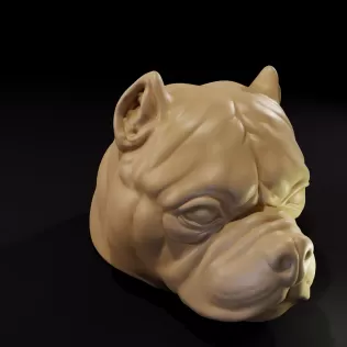 Bully Dog Head Stylized - 3D Printable Model - Model thumbnail 3