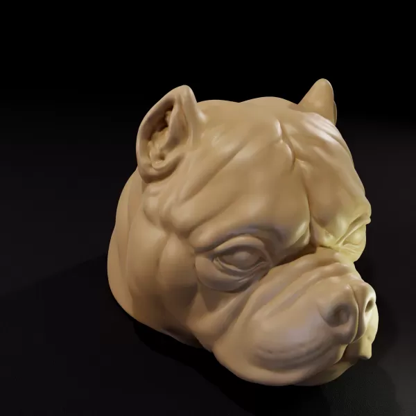 Bully Dog Head Stylized - 3D Printable Model - Model preview 3