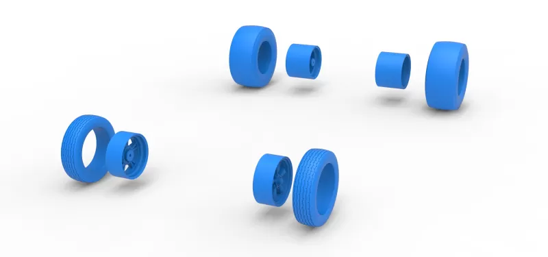 Wheel Set of Vintage Front engine dragster Version 7 Scale 1:25 - Model preview 9