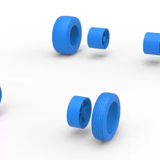 Wheel Set of Vintage Front engine dragster Version 7 Scale 1:25 - Model thumbnail 9