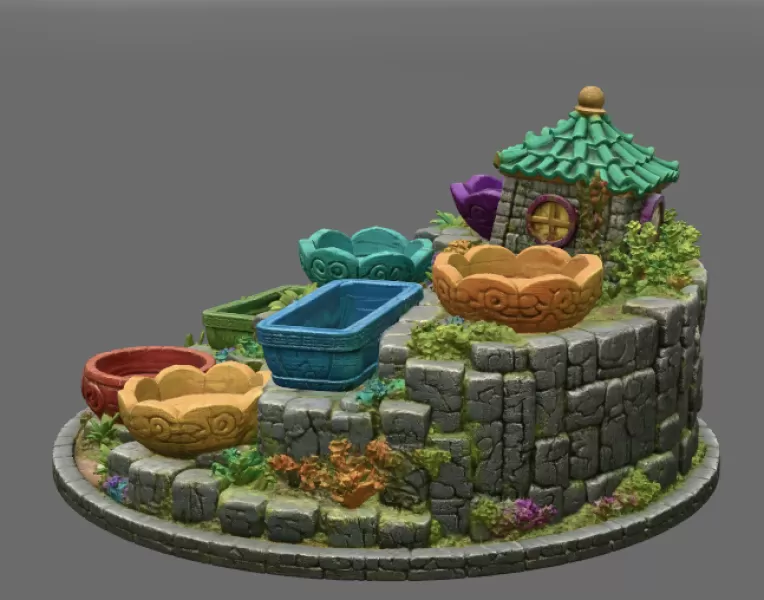 Fantasy Village Jewelry Organizer STL File for 3D Print - Model preview 10