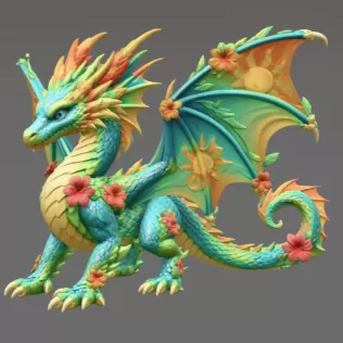 Summer Bloom Dragon STL File for 3D Print - Model thumbnail 7