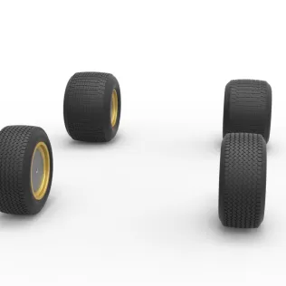 Wheel Set of Vintage Dirt Supermodified stock car Scale 1:25 - Model thumbnail 3