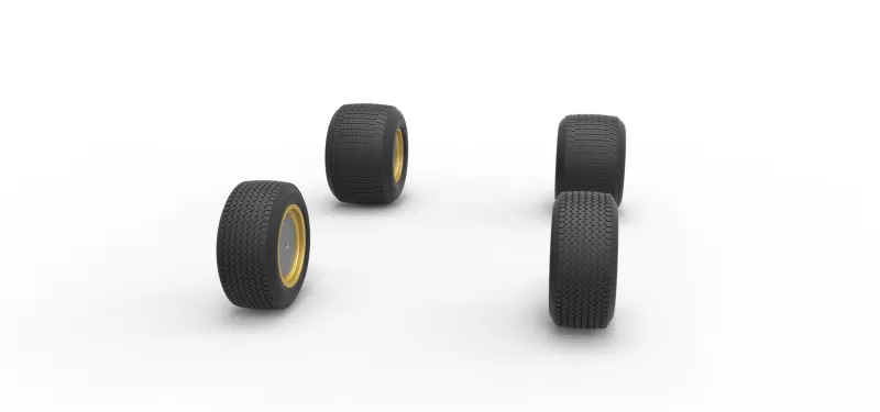 Wheel Set of Vintage Dirt Supermodified stock car Scale 1:25 - Model preview 3