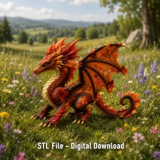 Autumn Ember Dragon STL File for 3D Print - Model thumbnail 2