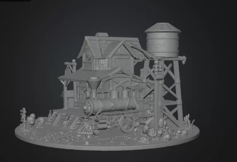 Pinewood Junction Railway Station STL File for 3D Print - Model preview 12