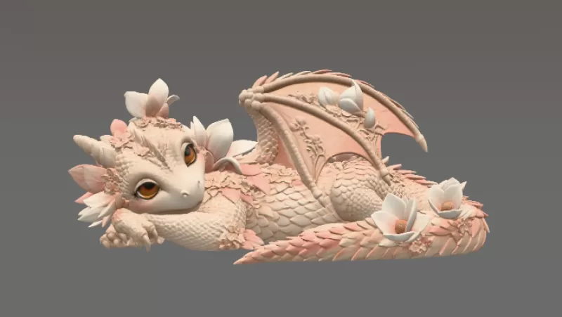 Peach Baby Blossom Dragon STL File for 3D Print - Model preview 10
