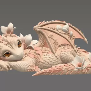Peach Baby Blossom Dragon STL File for 3D Print - Model thumbnail 10