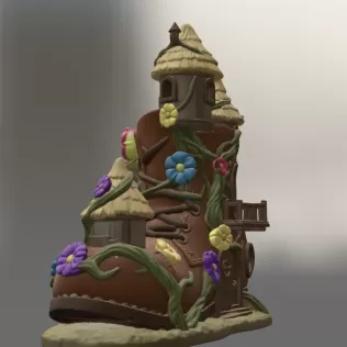 Enchanted Boot House STL File for 3D Printing - Model thumbnail 5