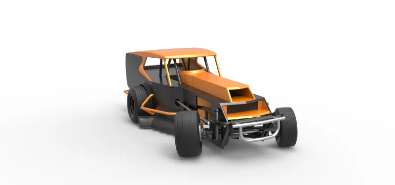 Vintage Dirt Modified stock car Version 5 while turning 1:25 - Model preview 26