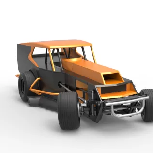 Vintage Dirt Modified stock car Version 5 while turning 1:25 - Model thumbnail 26