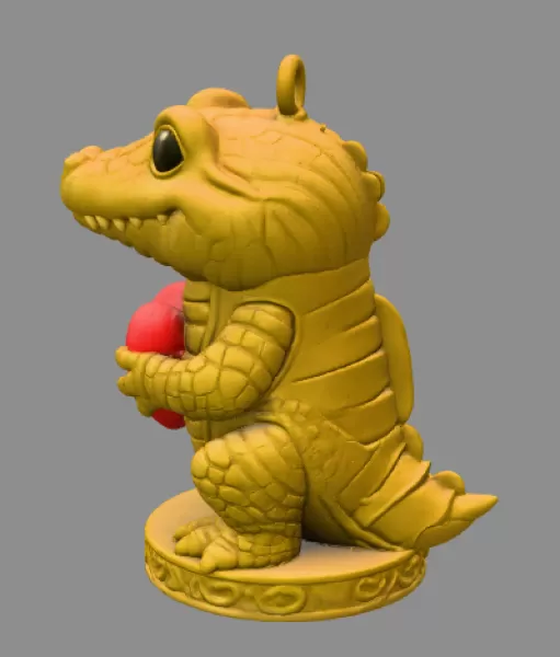 Cute Crocodile with Heart – 3D Printable STL File - Model preview 4