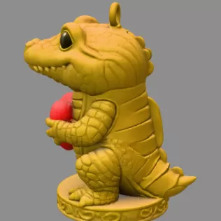 Cute Crocodile with Heart – 3D Printable STL File - Model thumbnail 4