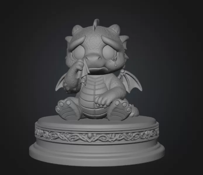 Cute Crying Baby Dragon STL File for 3D Printing - Model preview 7