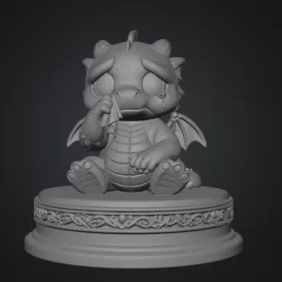 Cute Crying Baby Dragon STL File for 3D Printing - Model thumbnail 7