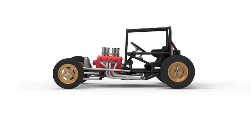 Vintage Dirt Supermodified stock car Base Version 2 Scale 1:25 - Model preview 9