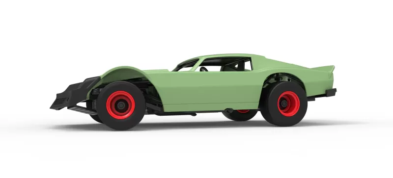 Vintage Dirt late model Race car Version 3 while turning 1:25 - Model preview 2