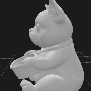 Bulldog Holding a Gift Basket - Model thumbnail 3