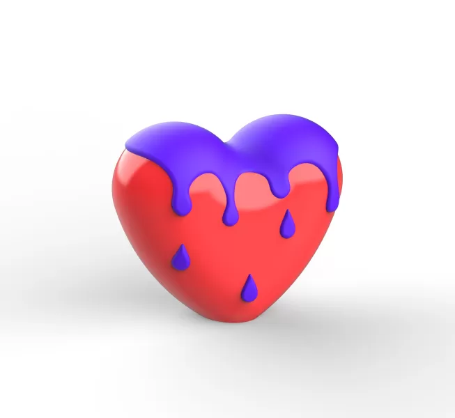 3D Melted Heart Decor, Dripping Love - Heartbreak, Surprise - Model preview 2