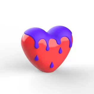 3D Melted Heart Decor, Dripping Love - Heartbreak, Surprise - Model thumbnail 2