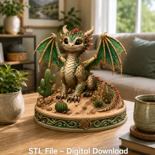 Fantasy Desert Dragon STL File for 3D Printing - Model thumbnail 2