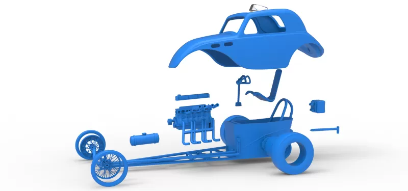 Front engine old school dragster with shell V13 Scale 1:25 - Model preview 28
