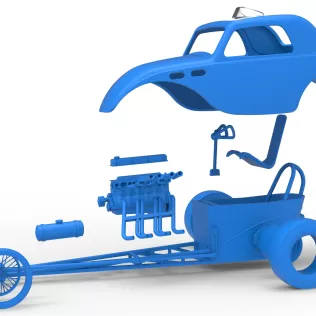 Front engine old school dragster with shell V13 Scale 1:25 - Model thumbnail 28